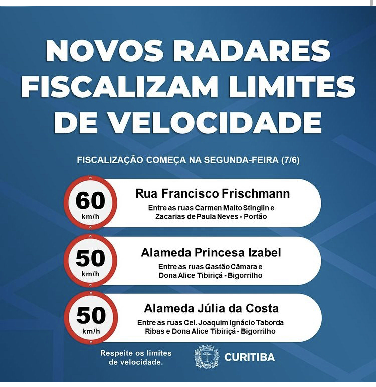 novos radares em Curitiba